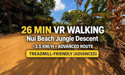 26 MIN VR WALKING | Nui Beach Jungle Descent | Granite Road Trail | Advanced Route route preview
