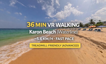 36 MIN VR WALKING | Karon Beach (Waterline) | Fast Pace ~5.6 km/h | Treadmill-Friendly (Advanced) route preview